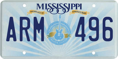 MS license plate ARM496