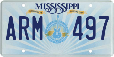 MS license plate ARM497