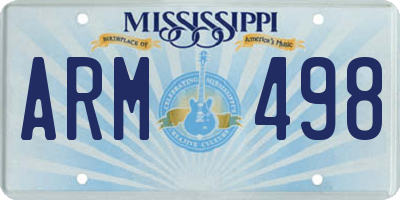MS license plate ARM498