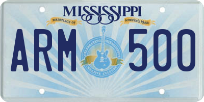 MS license plate ARM500