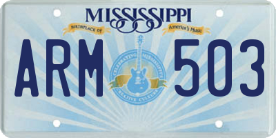 MS license plate ARM503