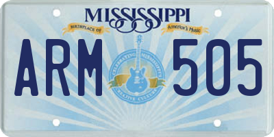 MS license plate ARM505