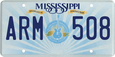 MS license plate ARM508