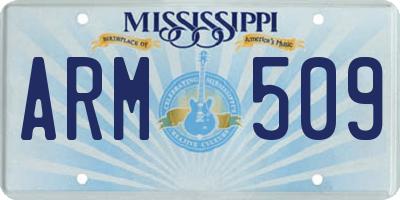 MS license plate ARM509