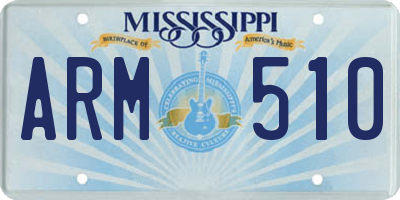 MS license plate ARM510