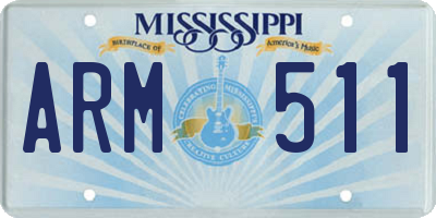 MS license plate ARM511