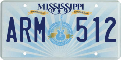MS license plate ARM512
