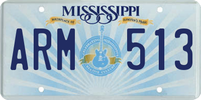 MS license plate ARM513