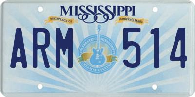 MS license plate ARM514