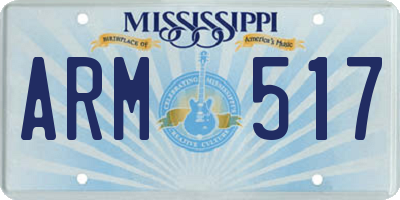 MS license plate ARM517