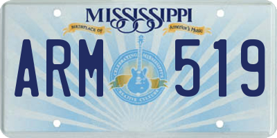 MS license plate ARM519