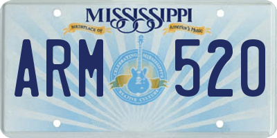 MS license plate ARM520