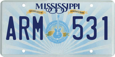 MS license plate ARM531