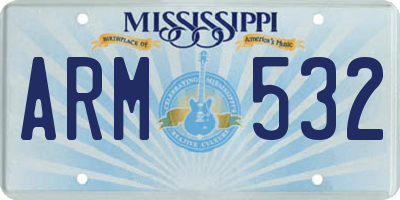 MS license plate ARM532