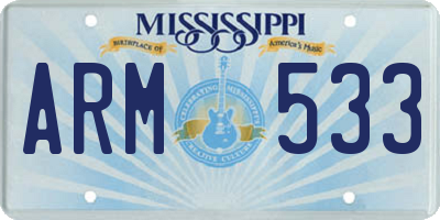 MS license plate ARM533