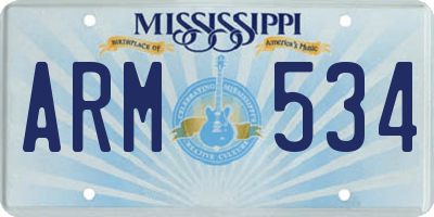 MS license plate ARM534