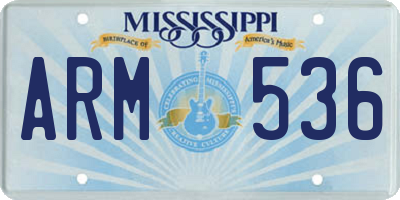MS license plate ARM536
