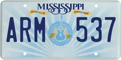 MS license plate ARM537
