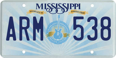 MS license plate ARM538
