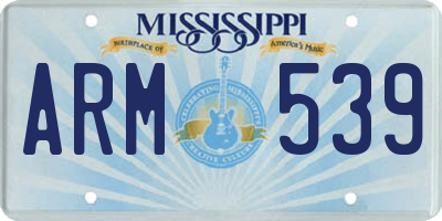 MS license plate ARM539