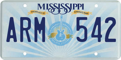 MS license plate ARM542
