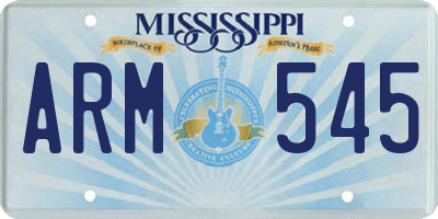 MS license plate ARM545