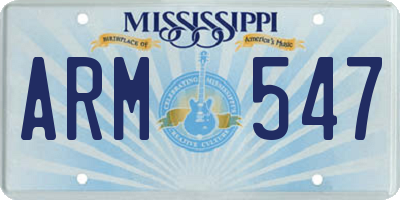MS license plate ARM547
