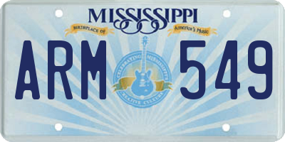 MS license plate ARM549