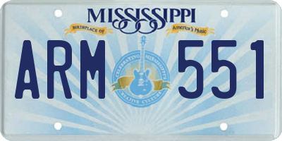 MS license plate ARM551