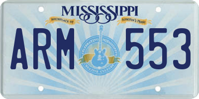 MS license plate ARM553