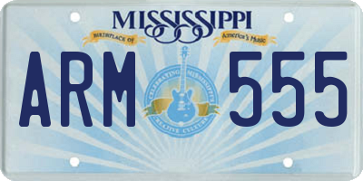 MS license plate ARM555
