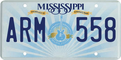 MS license plate ARM558