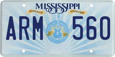 MS license plate ARM560