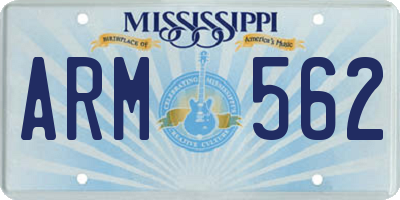 MS license plate ARM562