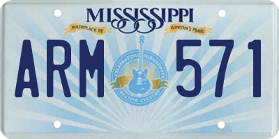 MS license plate ARM571