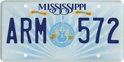MS license plate ARM572