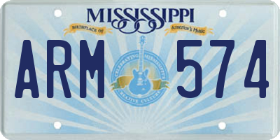 MS license plate ARM574