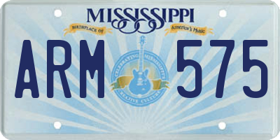 MS license plate ARM575