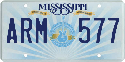 MS license plate ARM577