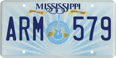 MS license plate ARM579