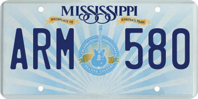 MS license plate ARM580