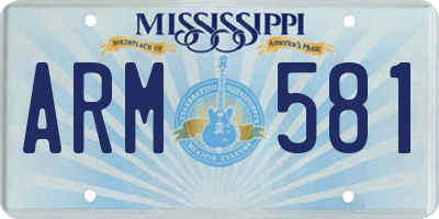 MS license plate ARM581
