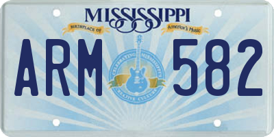 MS license plate ARM582