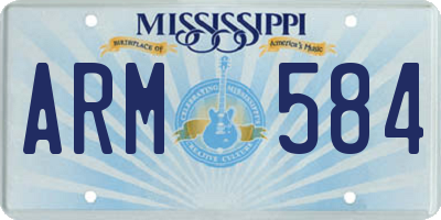 MS license plate ARM584