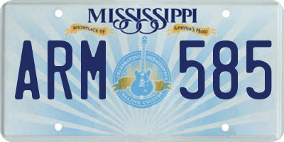 MS license plate ARM585