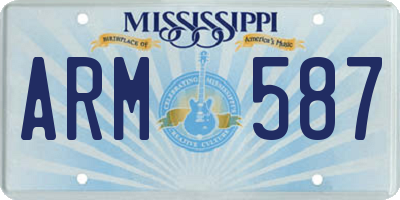 MS license plate ARM587