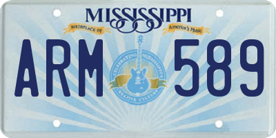 MS license plate ARM589