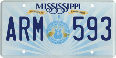 MS license plate ARM593