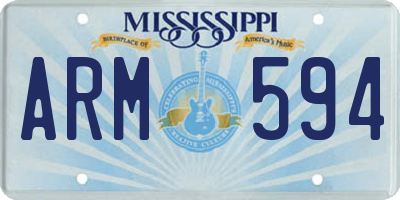 MS license plate ARM594