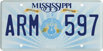 MS license plate ARM597